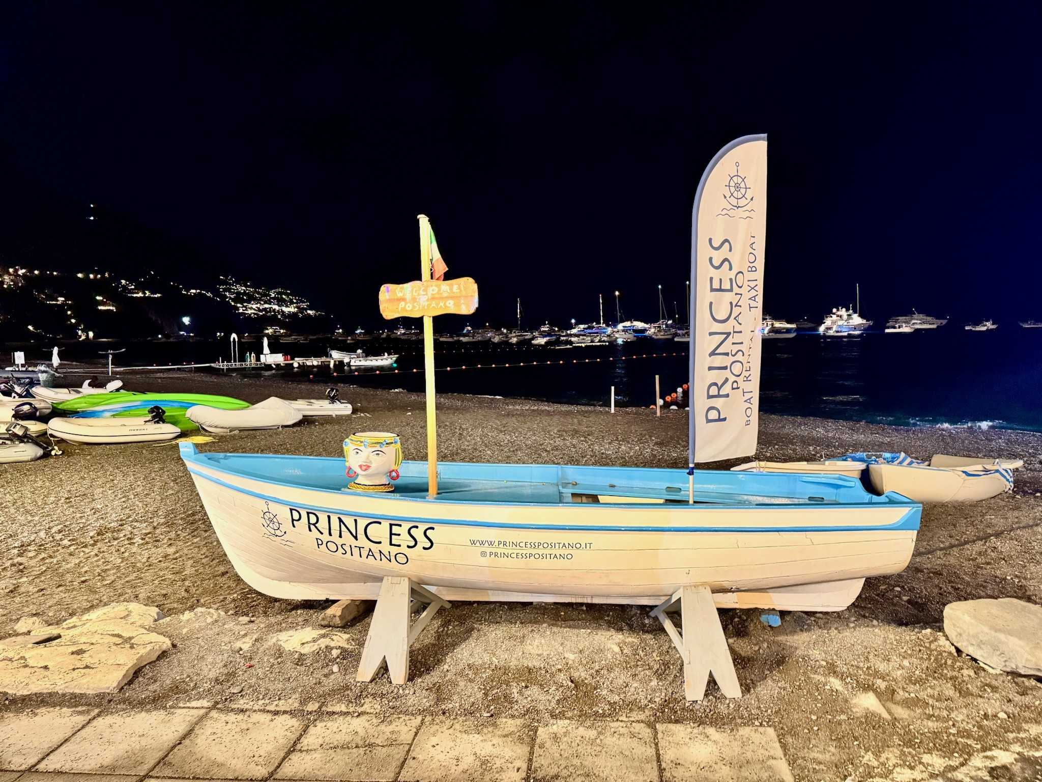 Amalfi beach at night